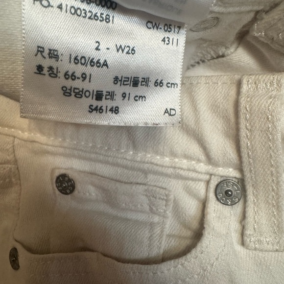 LEVI'S MID RISE CUFFED SLIM White Distressed Women’s Denim Jeans SZ 2 Waist 26 - Picture 13 of 17